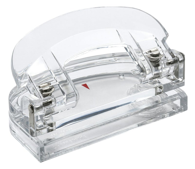 OSCO Clear Acrylic Two Hole Punch | 12 Sheet Capacity | Transparent | H6 x W11 x D6.3 cm | - Image 1
